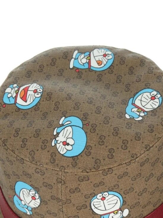 GUCCI x Doraemon Micro GG Supreme Doraemon Bucket Hat Brown Auth 166970SM main image 4